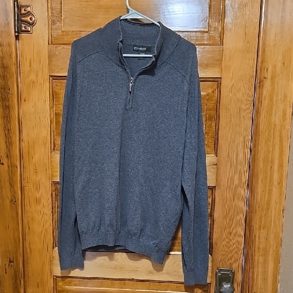 Eddie Bauer Long Sleeve Men's Gray 1/4 Zip-Up Sweater LT